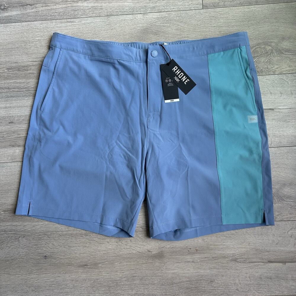 Rhone XXL Barrier Swim Short Blue Elastic Waist Stretch ($104) Men 7.5”